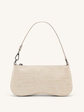 JW PEI Beige Vegan Leather “Eva Shoulder Handbag - Ivory Croc”